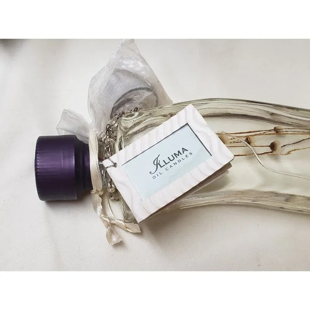 Illuma Oil Candles Beautiful Glass Container With Flowers & Gems